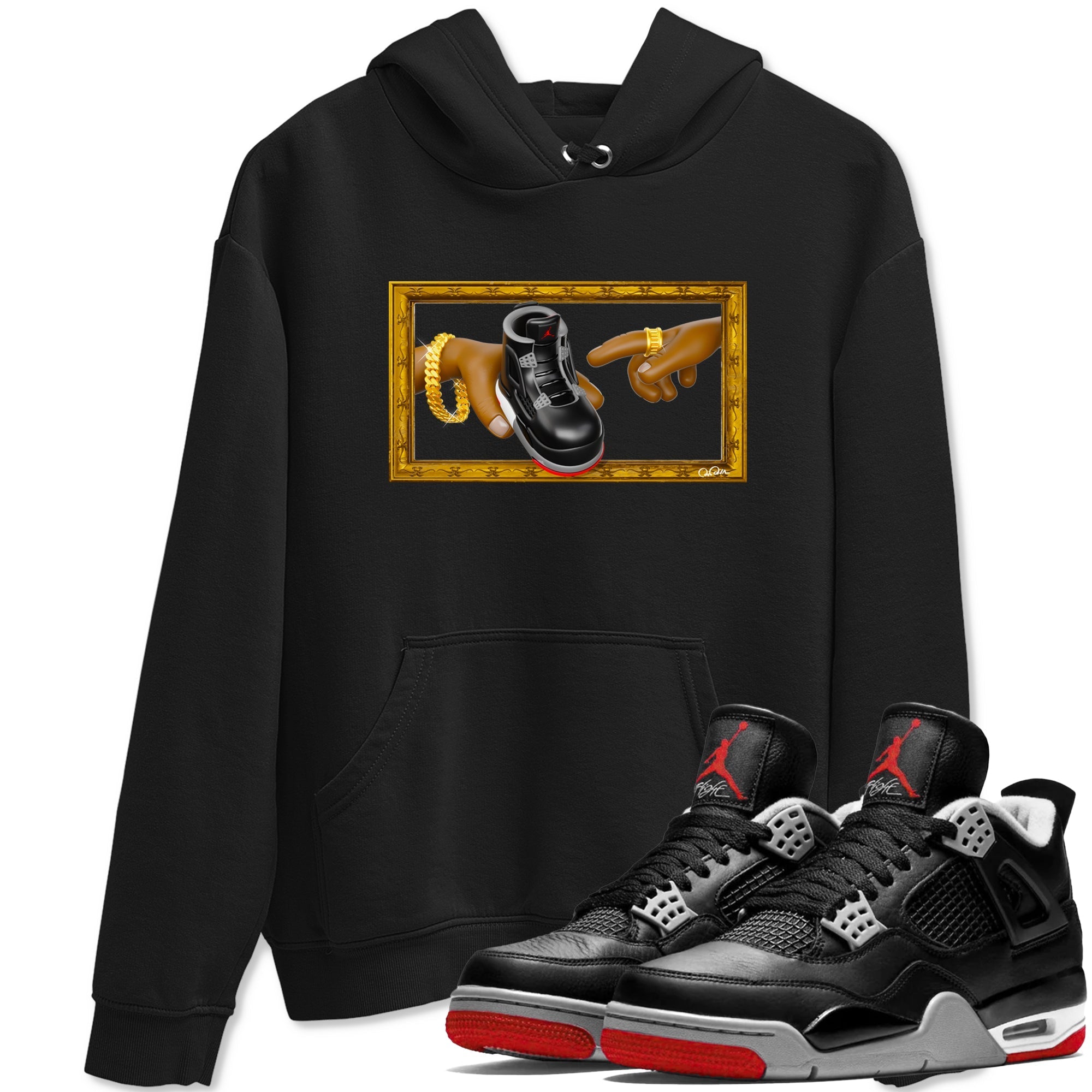 The Creation Of Adam snkmatch Tees - Air Jordan 4 Bred Reimagined