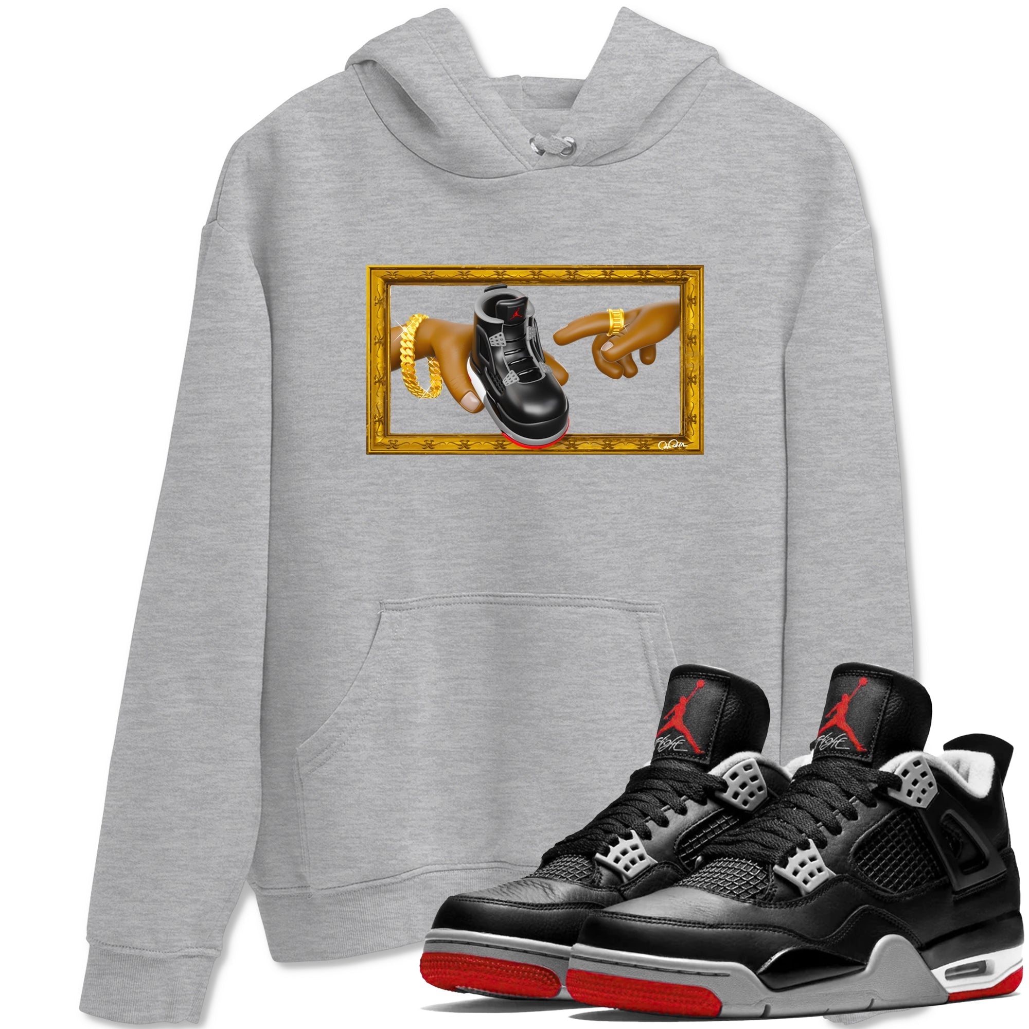 The Creation Of Adam snkmatch Tees - Air Jordan 4 Bred Reimagined