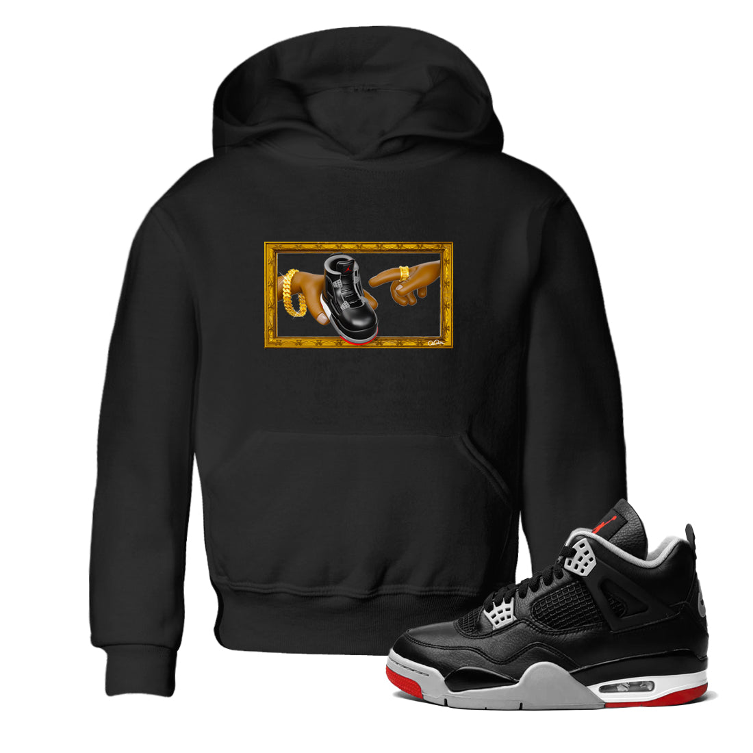 The Creation Of Adam snkmatch Tees Kids - Air Jordan 4 Bred Reimagined