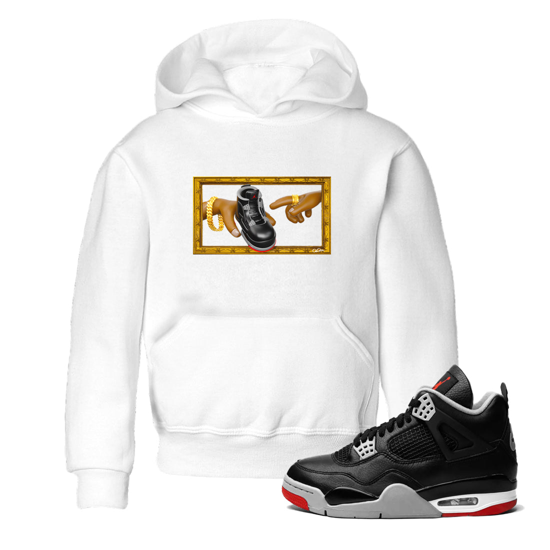 The Creation Of Adam snkmatch Tees Kids - Air Jordan 4 Bred Reimagined