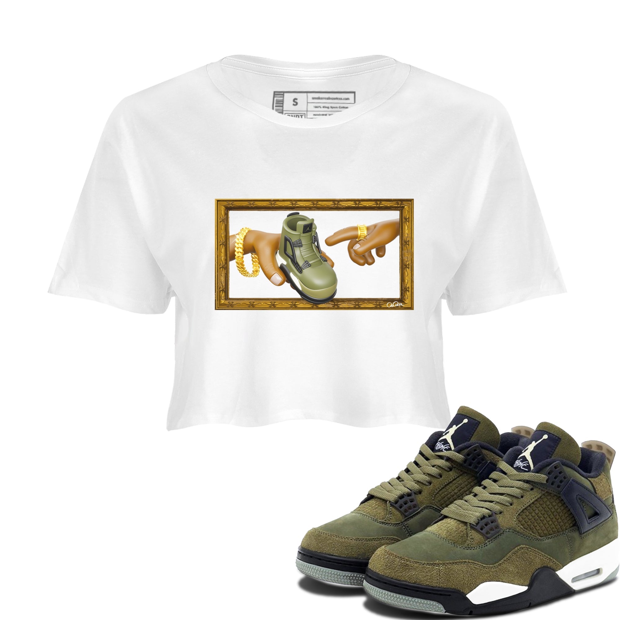 The Creation of Adam snkmatch Women's Top - Air Jordan 4 Medium Olive