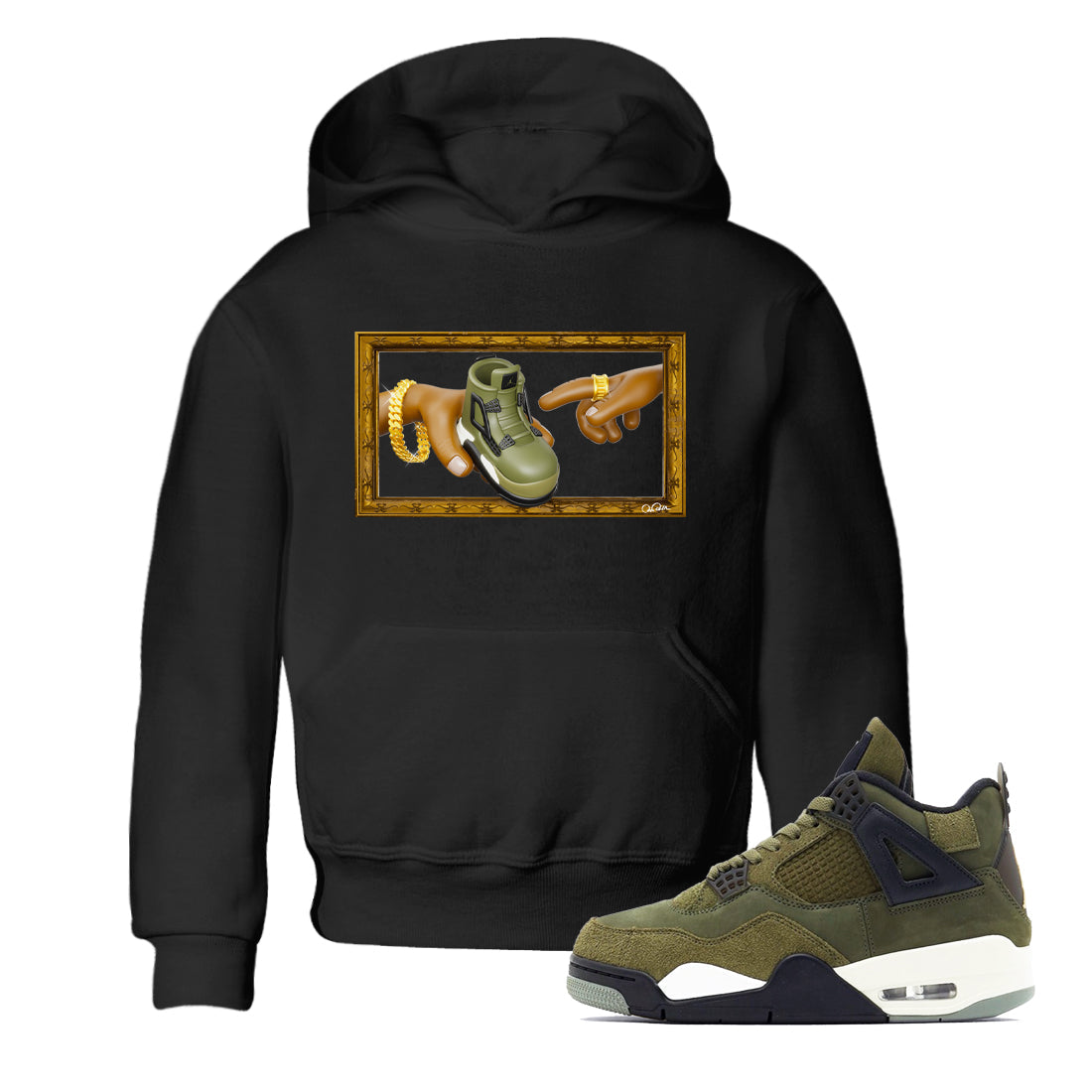The Creation of Adam snkmatch Tee Kids - Air Jordan 4 Medium Olive