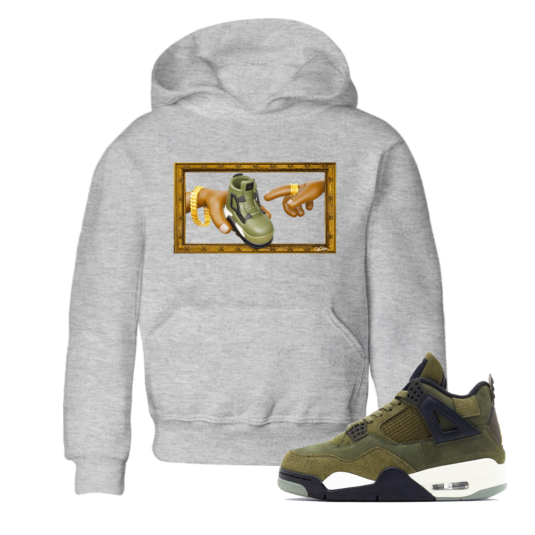 The Creation of Adam snkmatch Tee Kids - Air Jordan 4 Medium Olive
