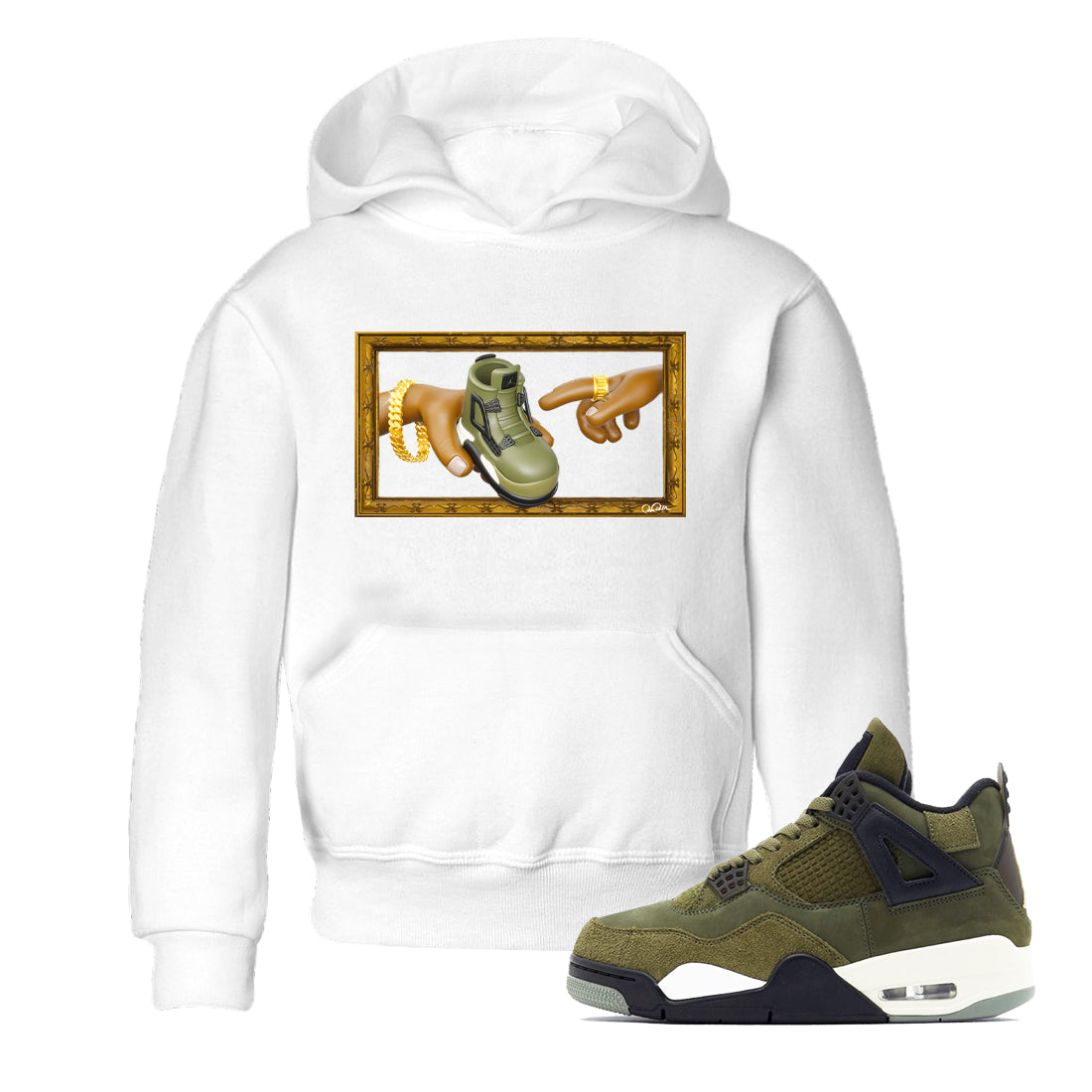 The Creation of Adam snkmatch Tee Kids - Air Jordan 4 Medium Olive