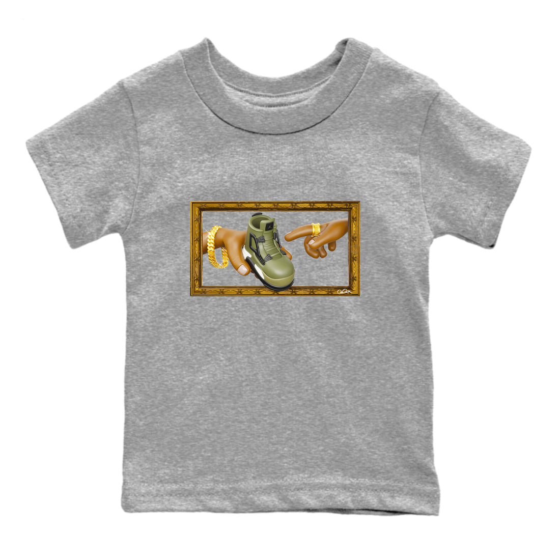 The Creation of Adam snkmatch Tee Kids - Air Jordan 4 Medium Olive