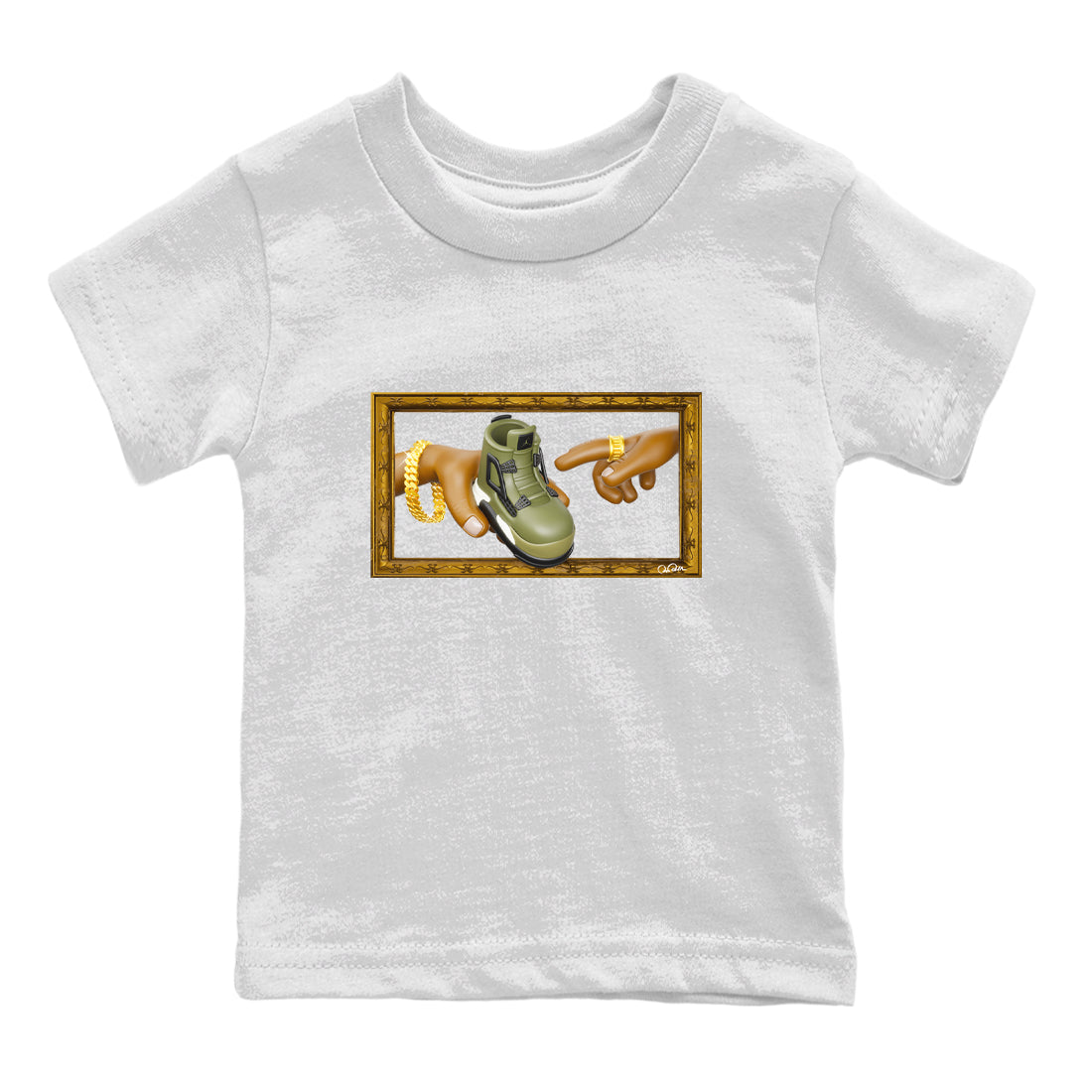The Creation of Adam snkmatch Tee Kids - Air Jordan 4 Medium Olive