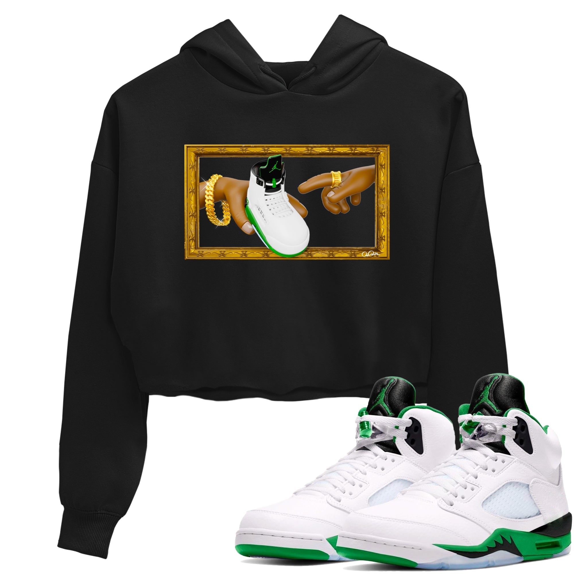 The Creation of Adam snkmatch Women's Top - Air Jordan 5 Lucky Green