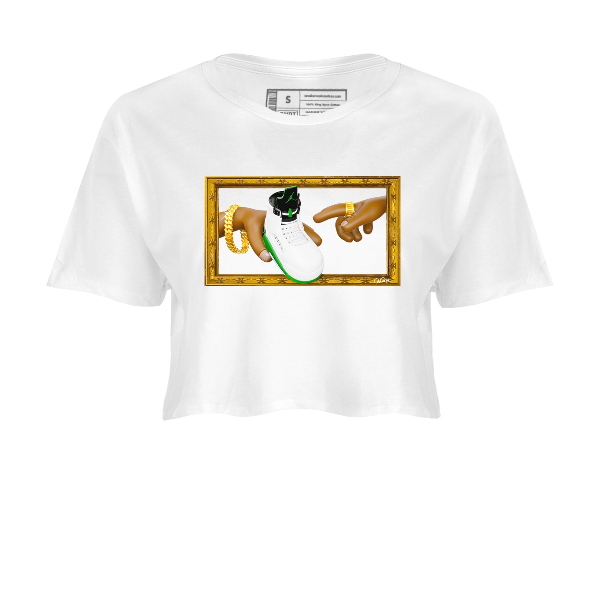The Creation of Adam snkmatch Women's Top - Air Jordan 5 Lucky Green