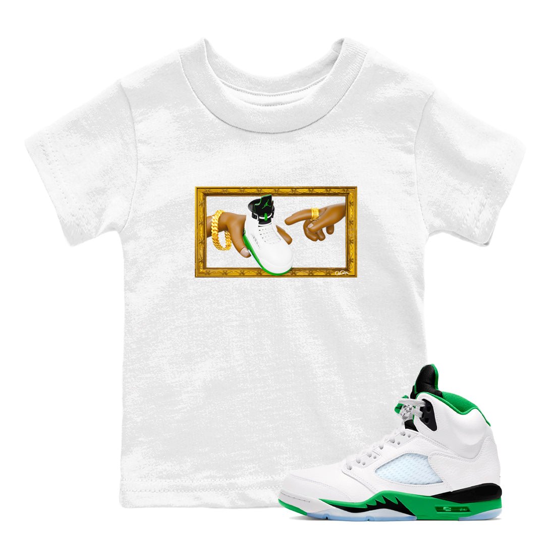 The Creation of Adam snkmatch Tee Kids - Air Jordan 5 Lucky Green