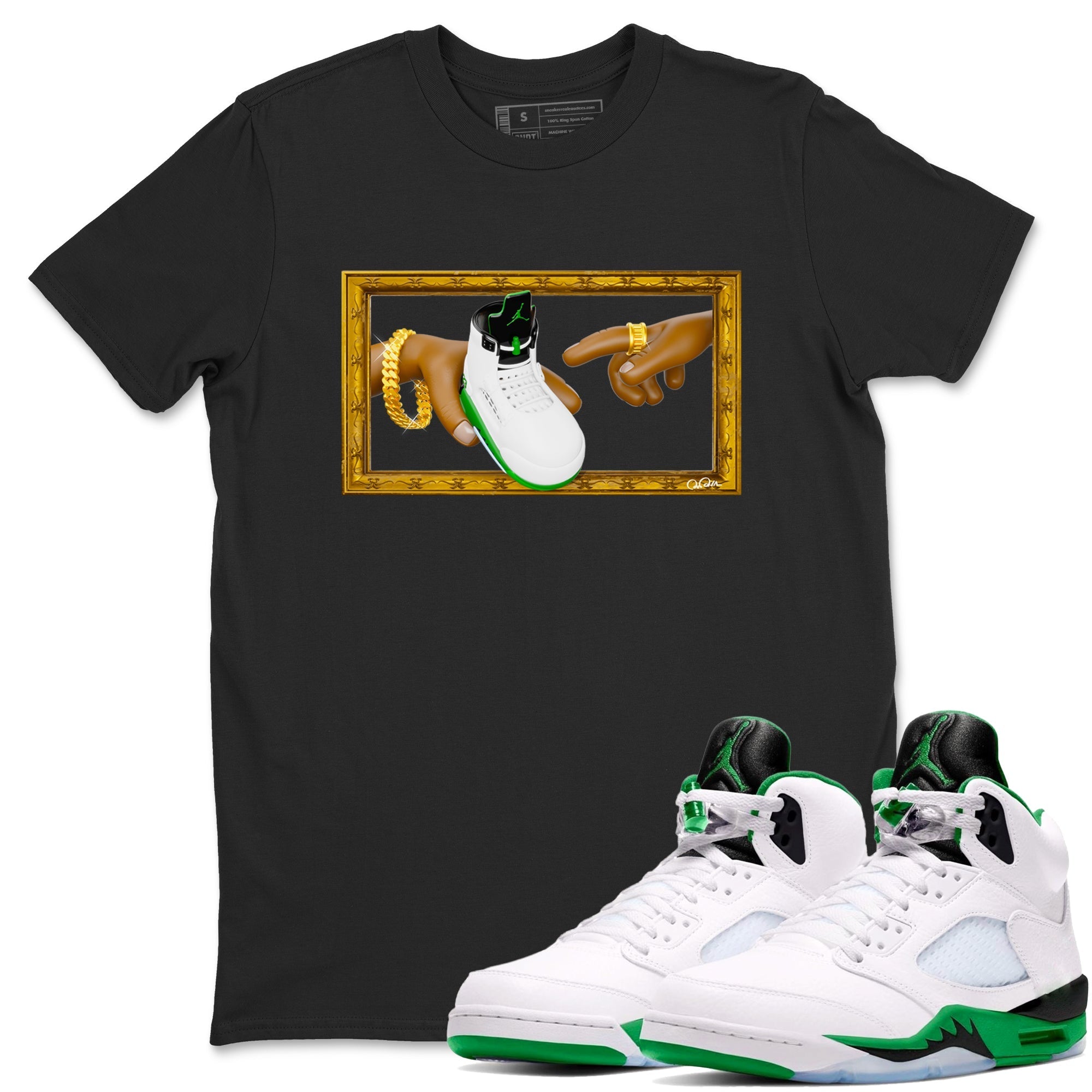 The Creation of Adam snkmatch Tee - Air Jordan 5 Lucky Green