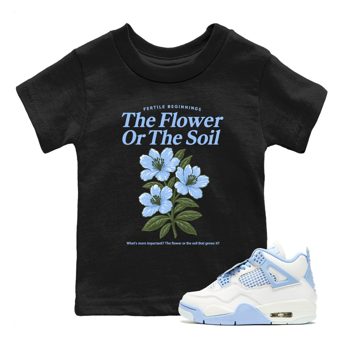 The Flower Or The Soil snkmatch Tees Kids - Air Jordan 4 Forget Me Not