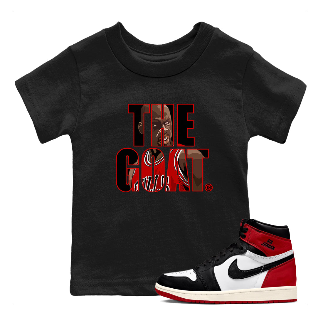 The Goat snkmatch Tees Kids - Air Jordan 1 Black Toe Reimagined