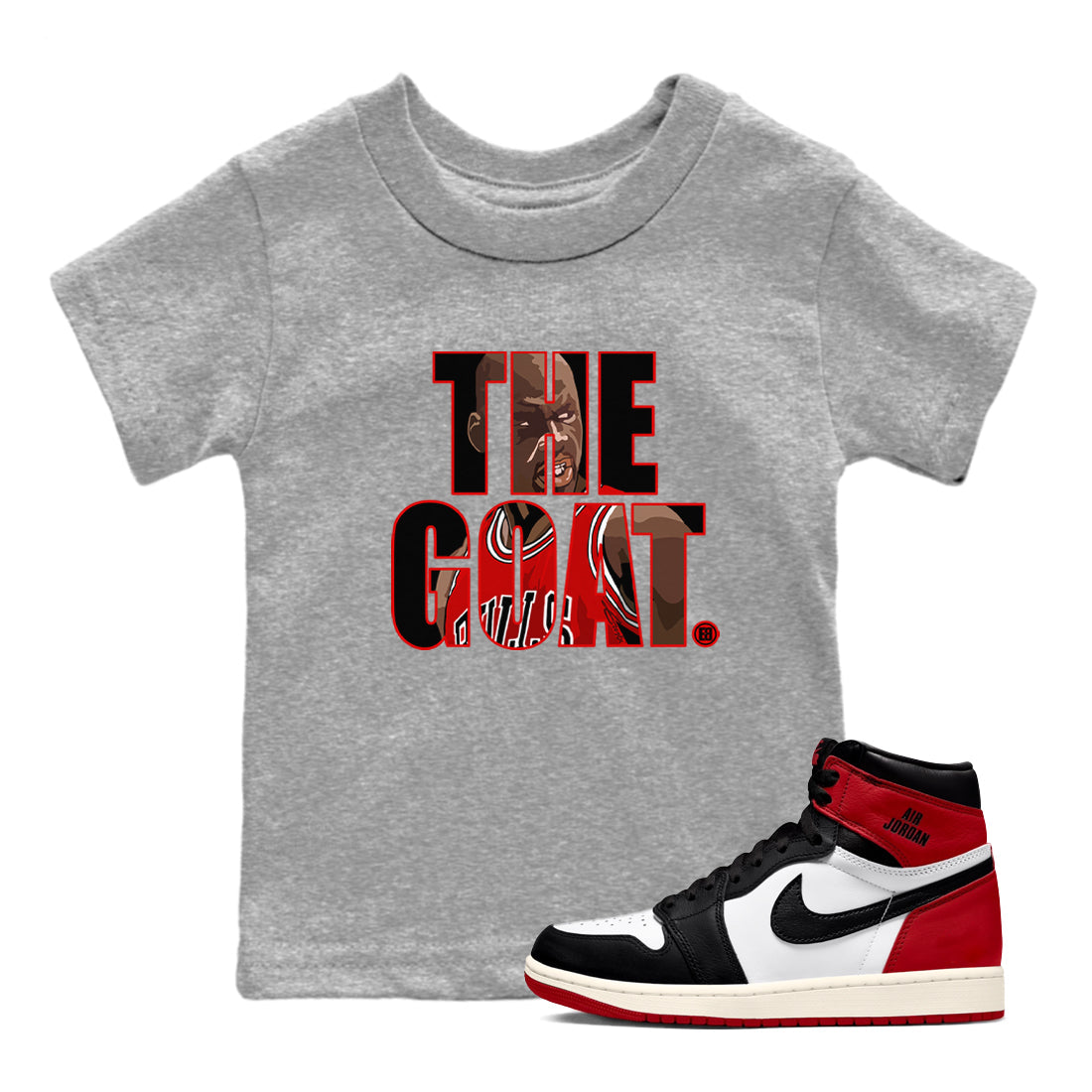 The Goat snkmatch Tees Kids - Air Jordan 1 Black Toe Reimagined
