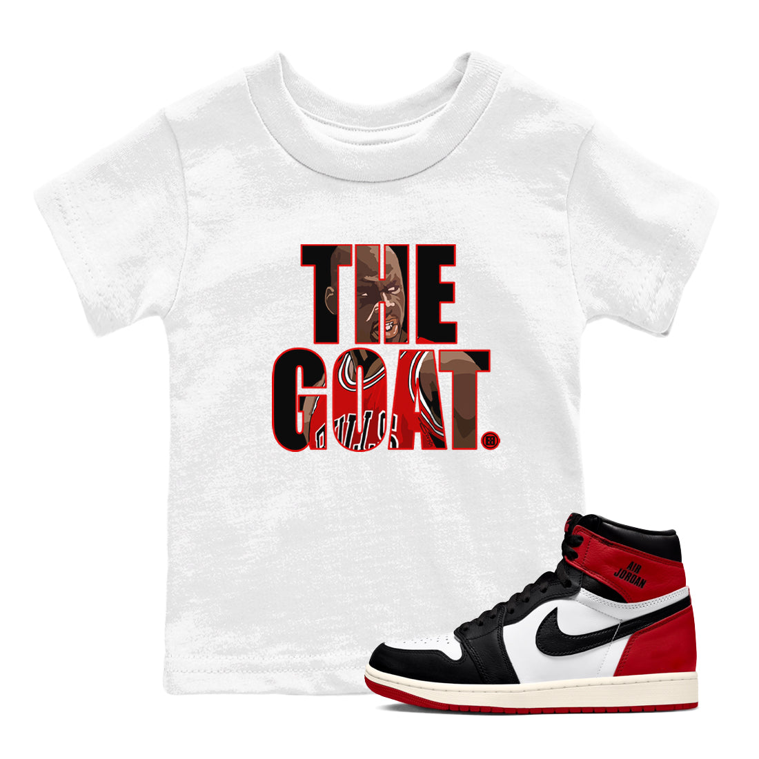 The Goat snkmatch Tees Kids - Air Jordan 1 Black Toe Reimagined