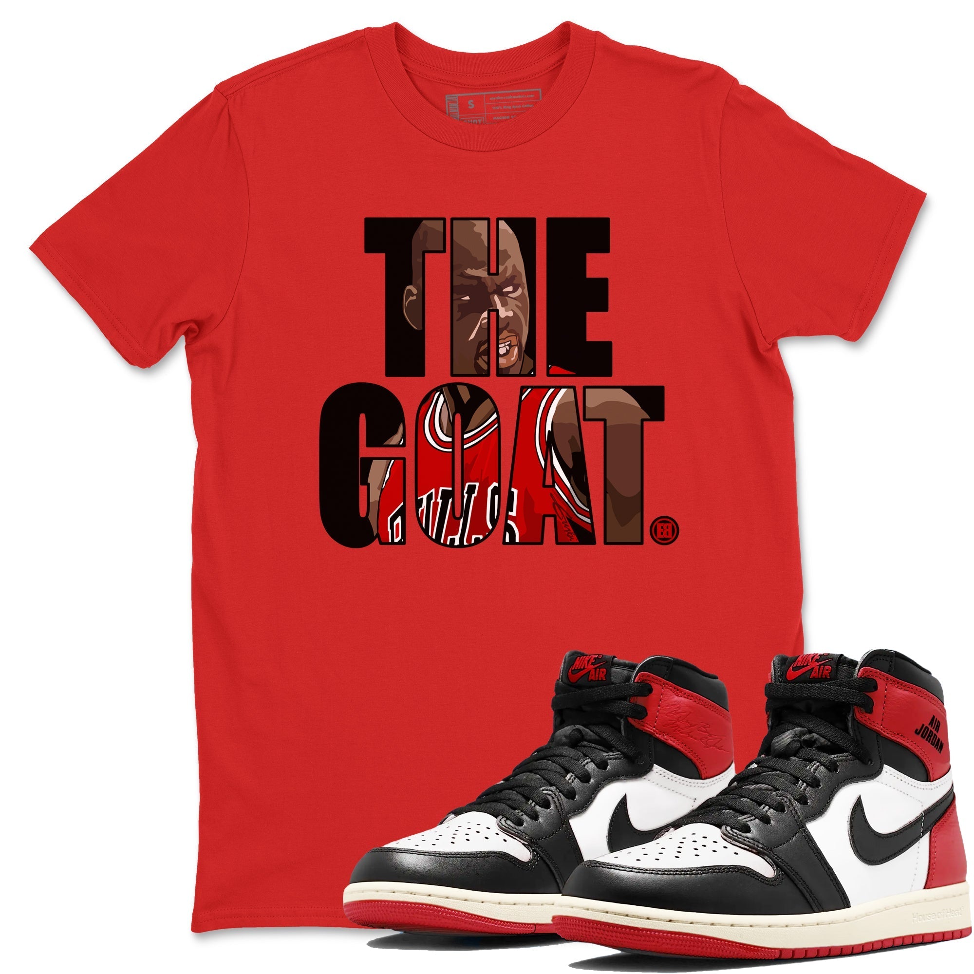 The Goat snkmatch Tees - Air Jordan 1 Black Toe Reimagined