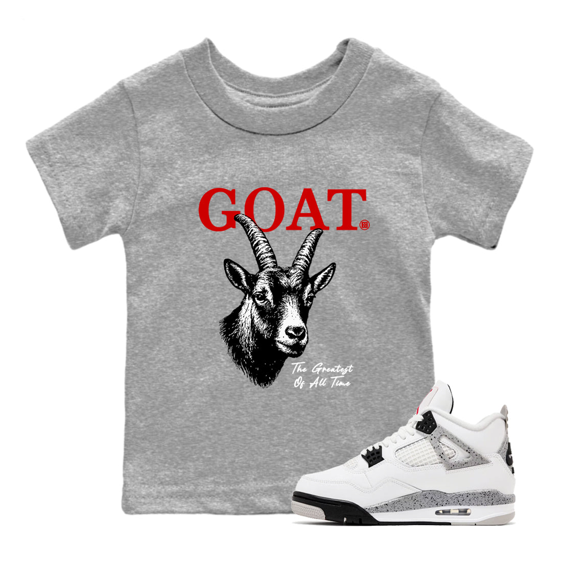 The Greatest Of All Time snkmatch Tees Kids - Air Jordan 4 White Cement