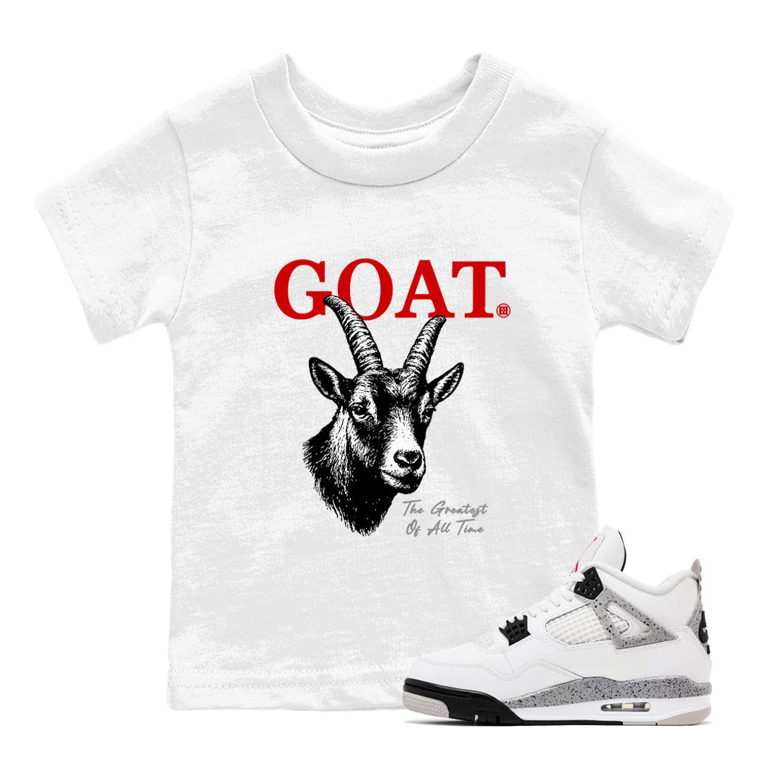 The Greatest Of All Time snkmatch Tees Kids - Air Jordan 4 White Cement