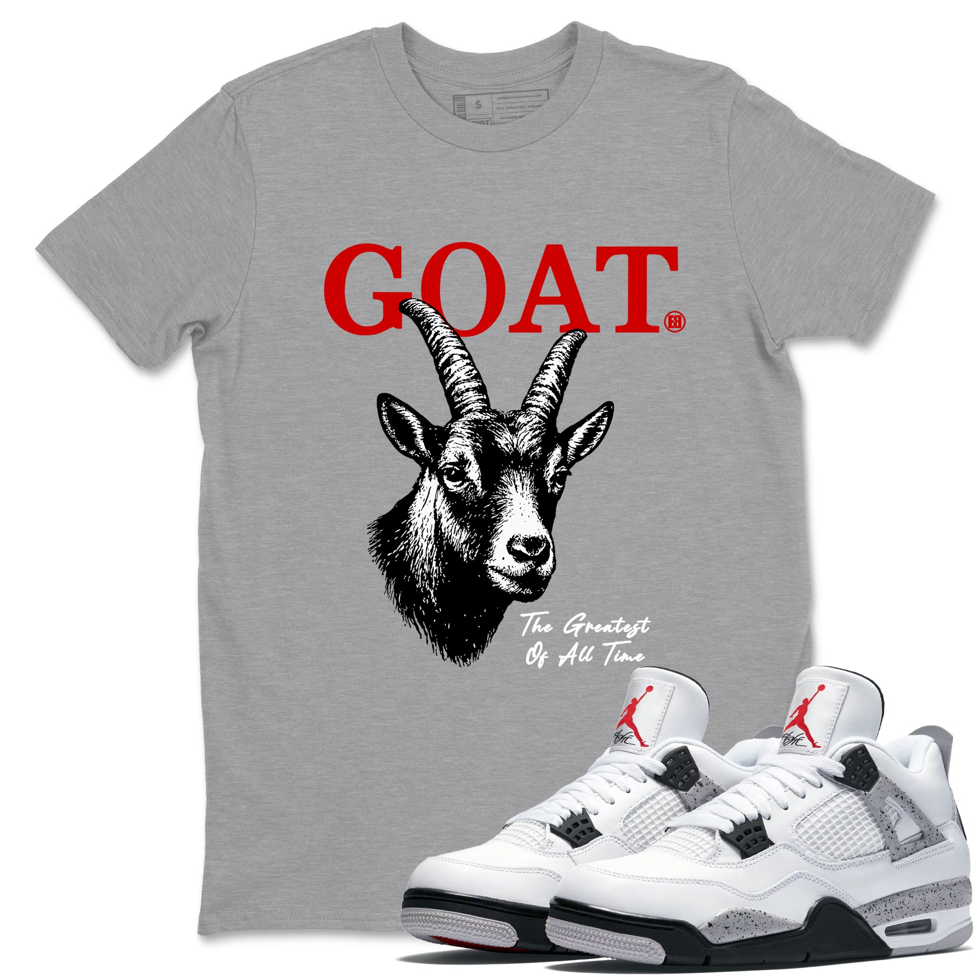 The Greatest Of All Time snkmatch Tees - Air Jordan 4 White Cement