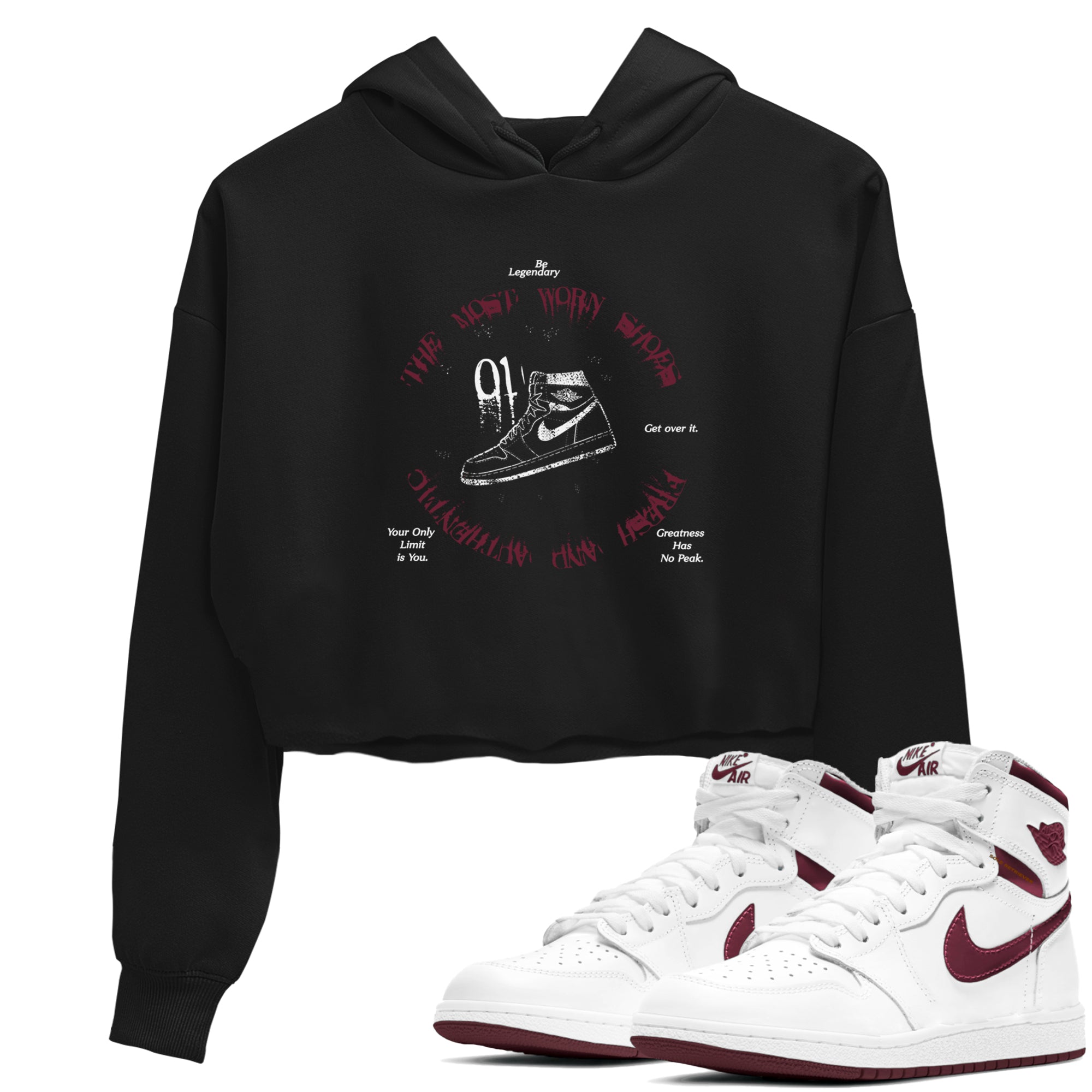The Most Worn Shoes snkmatch Women's Top - Air Jordan 1 Metallic Burgundy