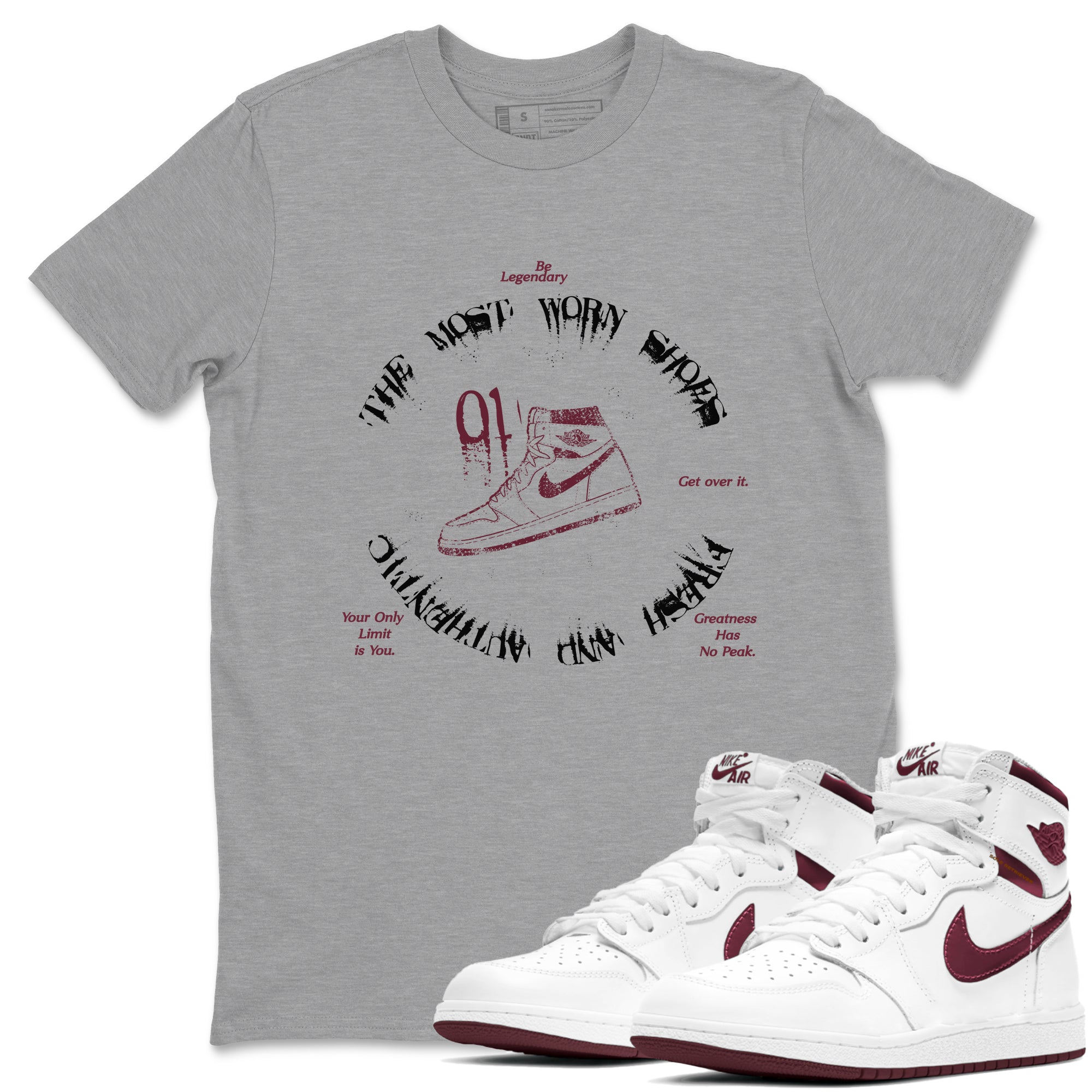 The Most Worn Shoes snkmatch Tees - Air Jordan 1 Metallic Burgundy