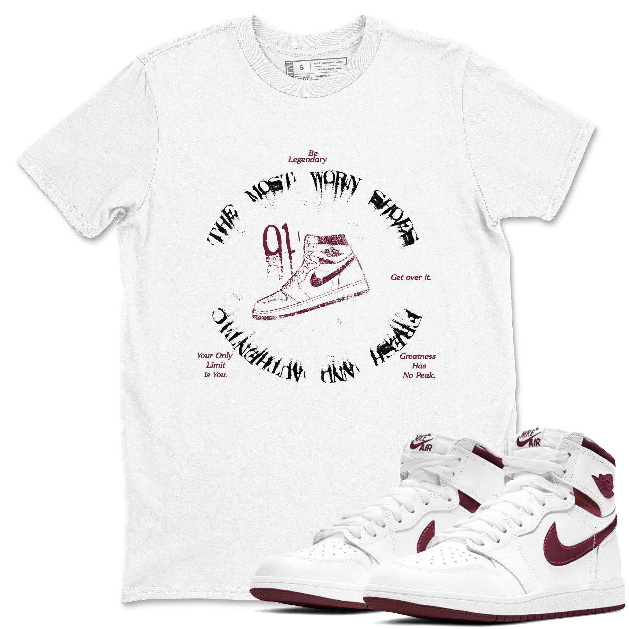 The Most Worn Shoes snkmatch Tees - Air Jordan 1 Metallic Burgundy