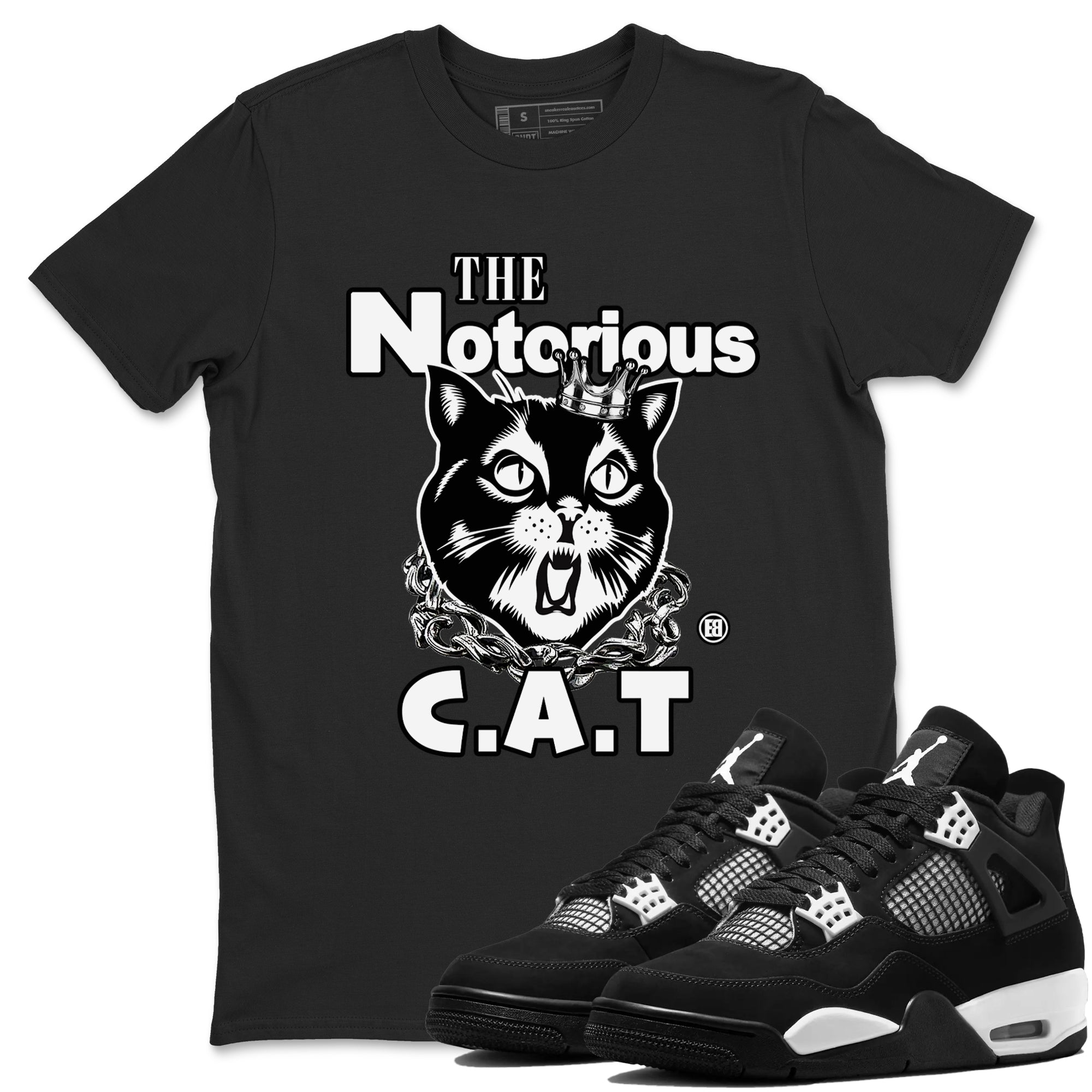 The Notorious Cat snkmatch Tees - Air Jordan 4 White Thunder