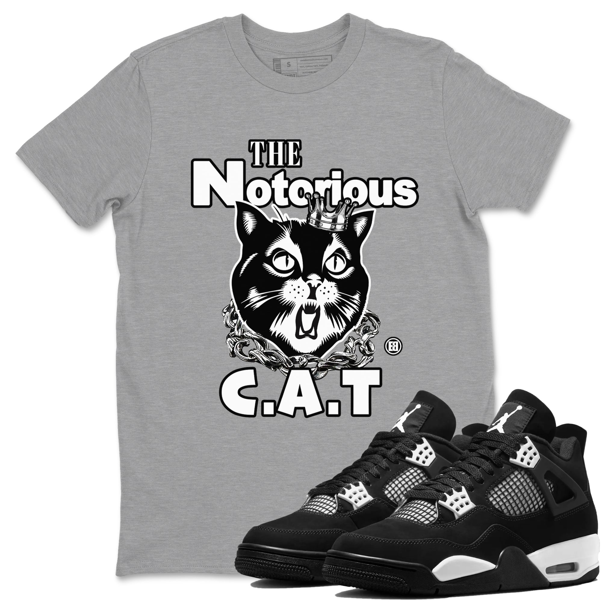 The Notorious Cat snkmatch Tees - Air Jordan 4 White Thunder
