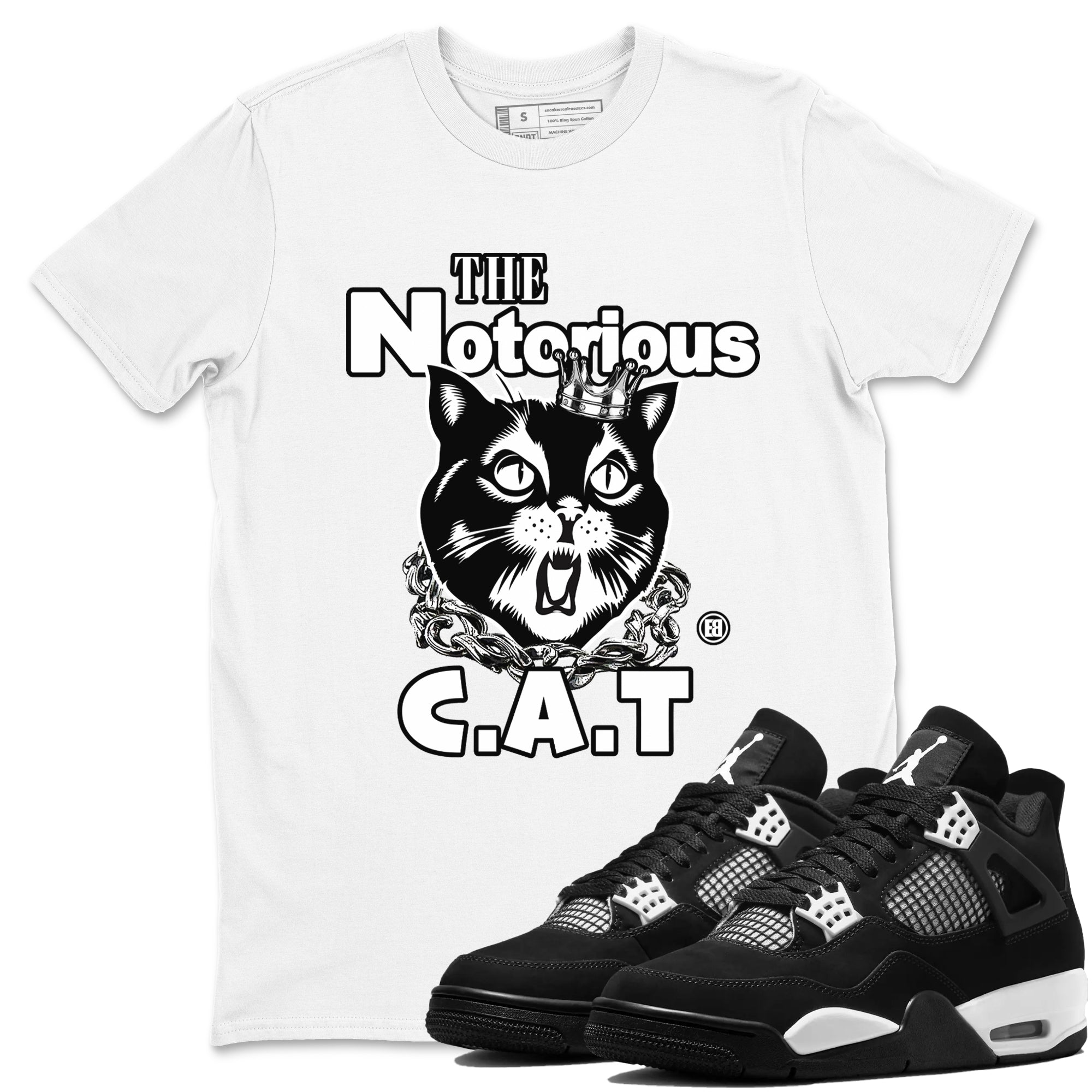 The Notorious Cat snkmatch Tees - Air Jordan 4 White Thunder
