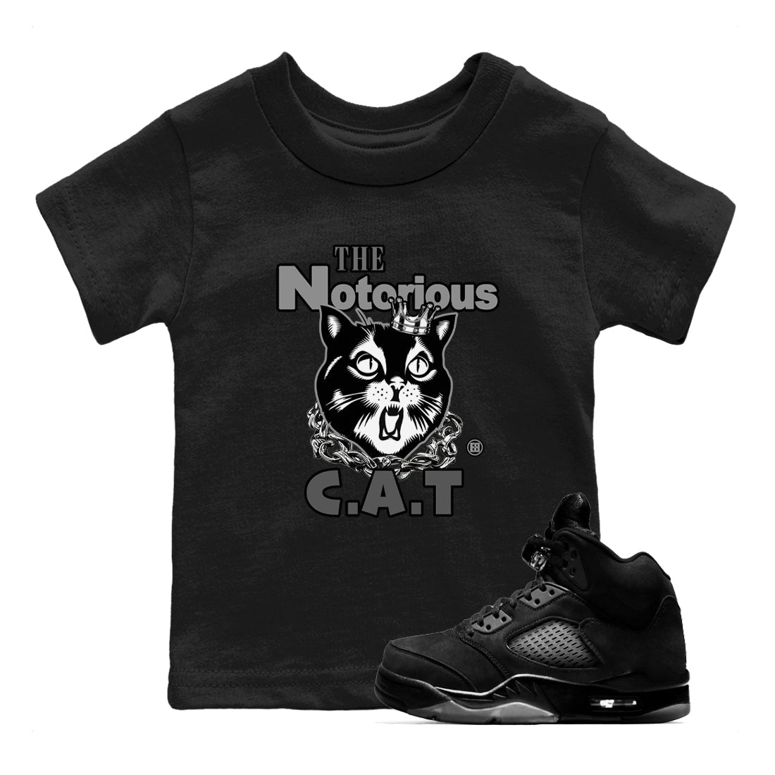 The Notorious Cat snkmatch Tees Kids - Air Jordan 5 Black Cat