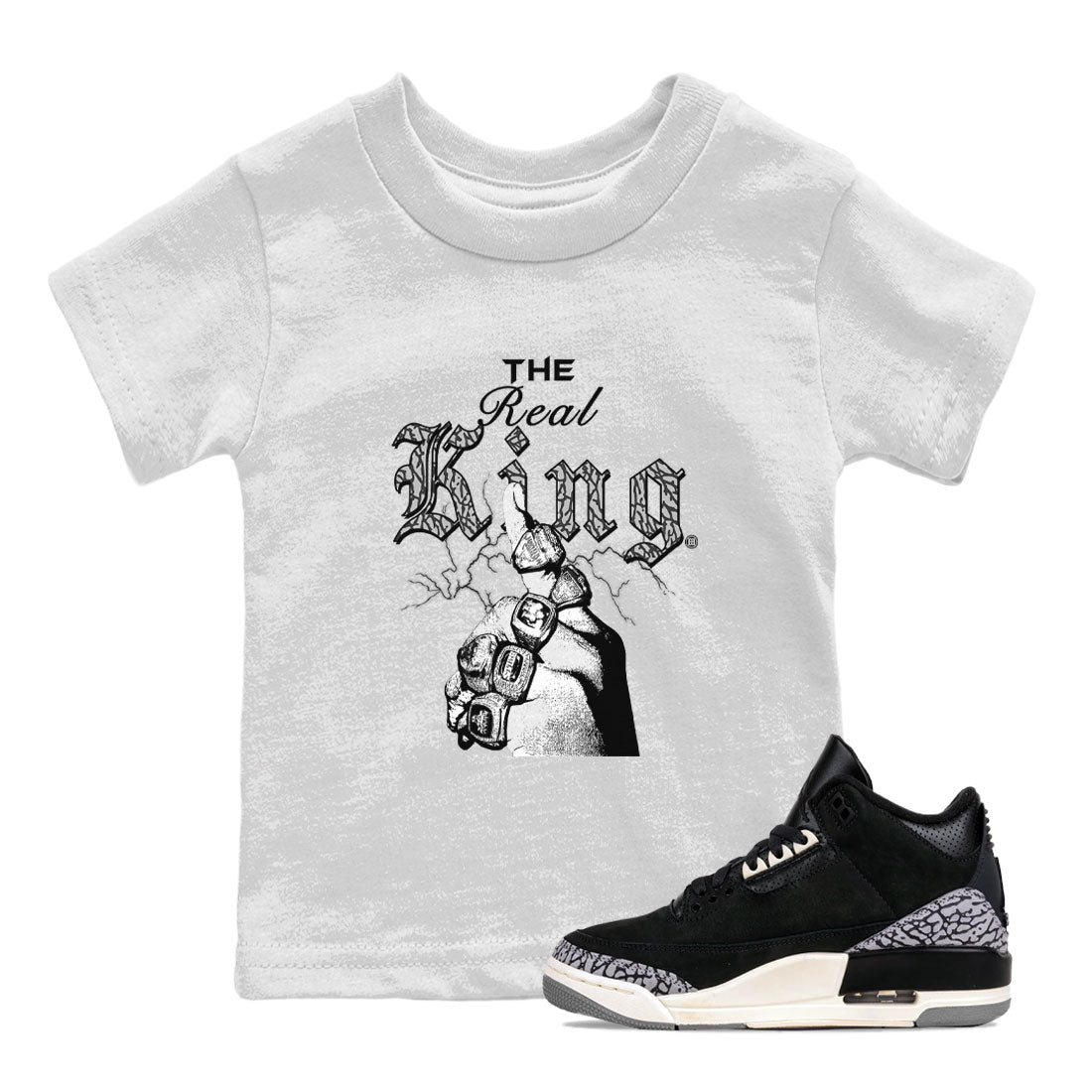 The Real King snkmatch Tee Kids - Air Jordan 3 Off Noir