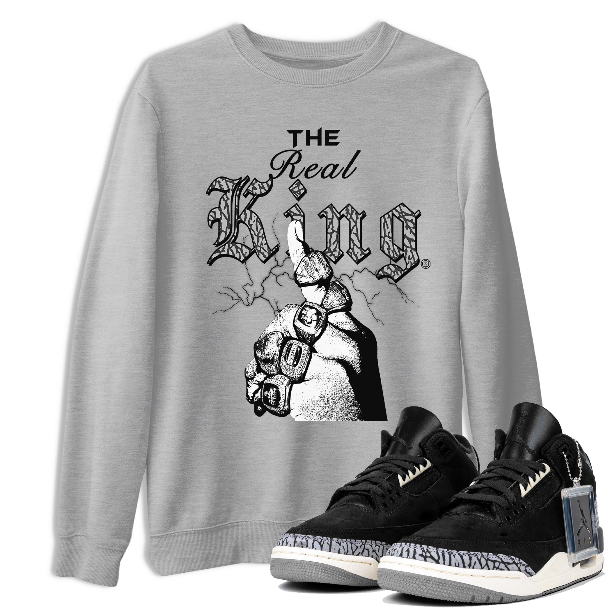 The Real King snkmatch Tee - Air Jordan 3 Off Noir