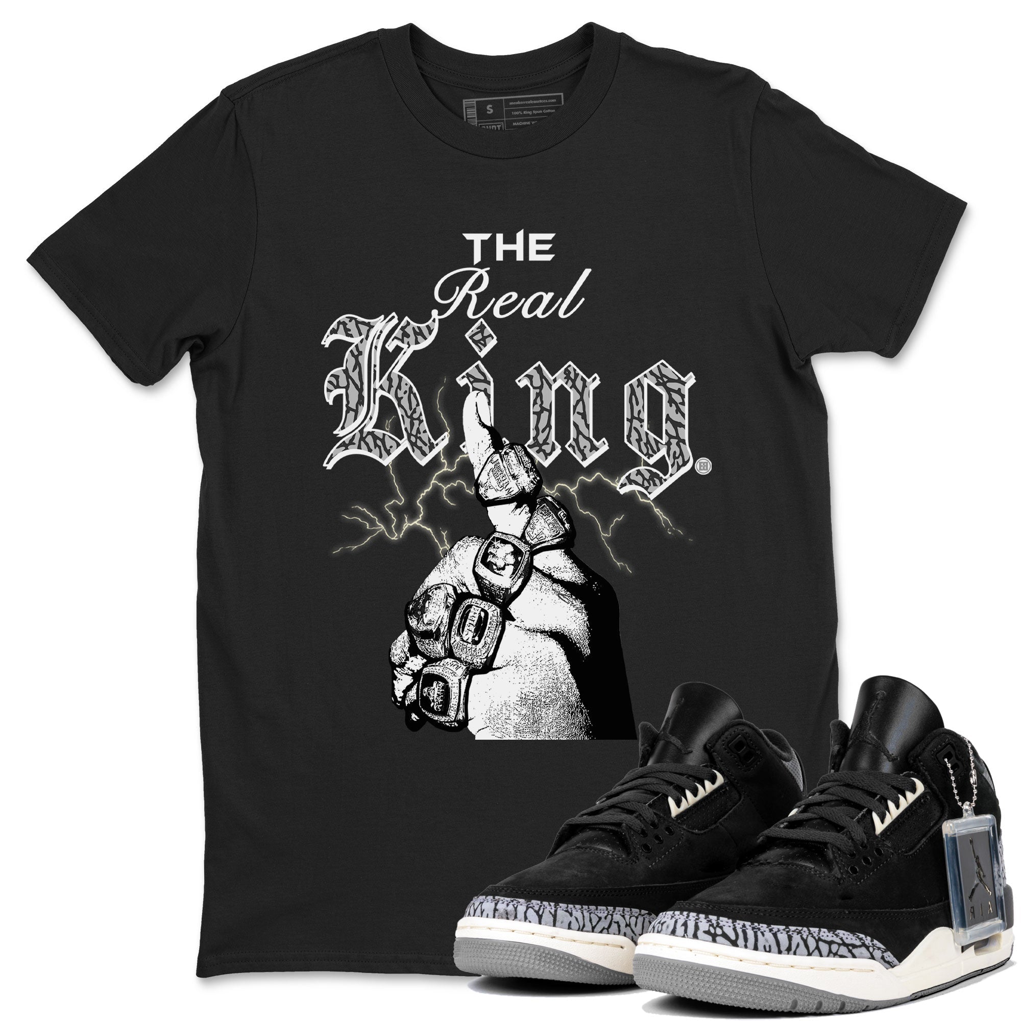 The Real King snkmatch Tee - Air Jordan 3 Off Noir