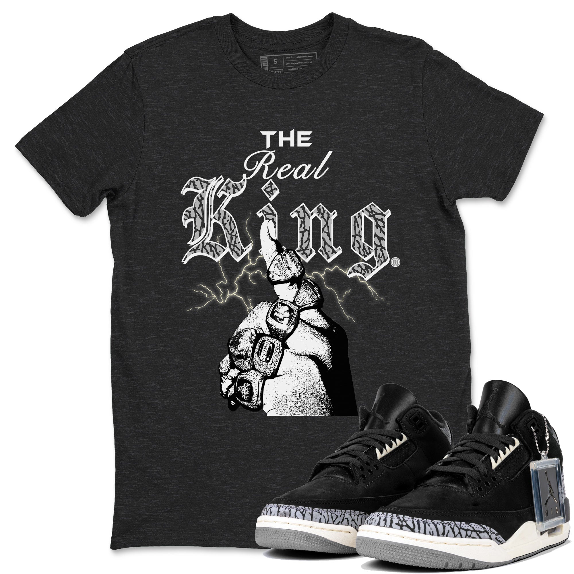 The Real King snkmatch Tee - Air Jordan 3 Off Noir