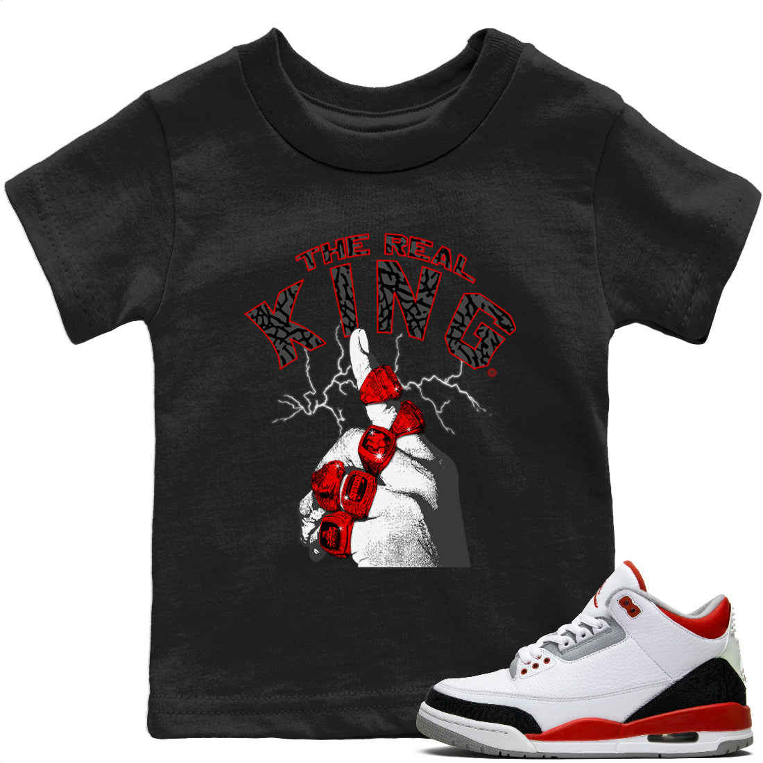 The Real King Kids Tops - Air Jordan 3 Fire Red