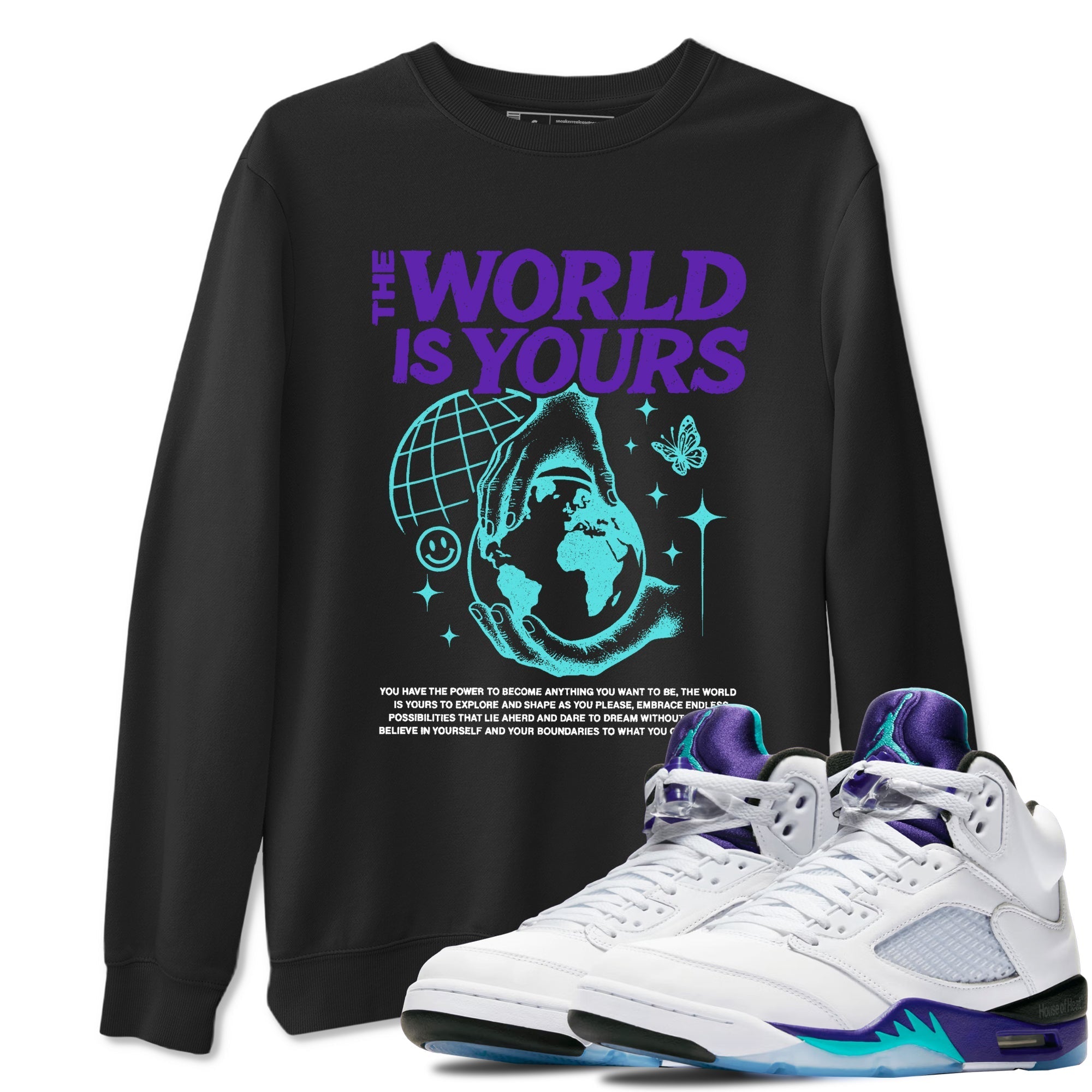 The World Is Yours snkmatch Tees - Air Jordan 5 Grape
