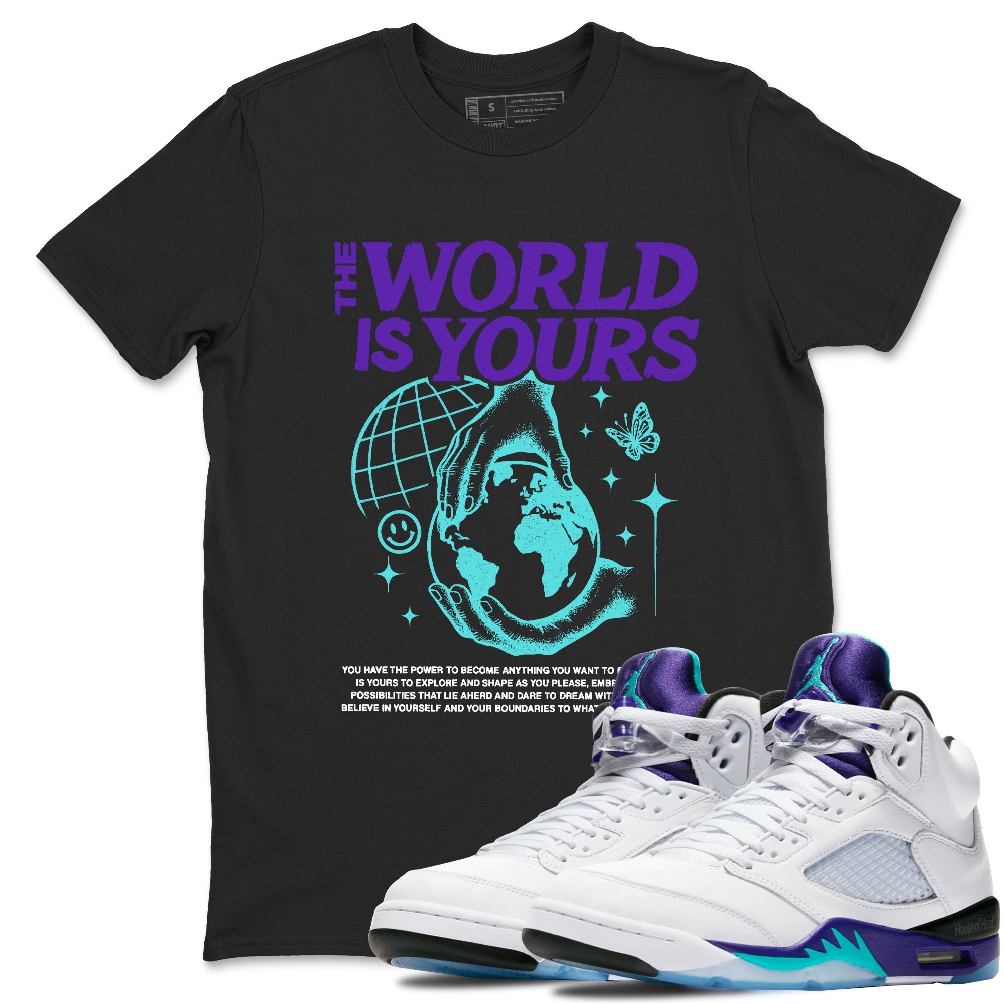 The World Is Yours snkmatch Tees - Air Jordan 5 Grape