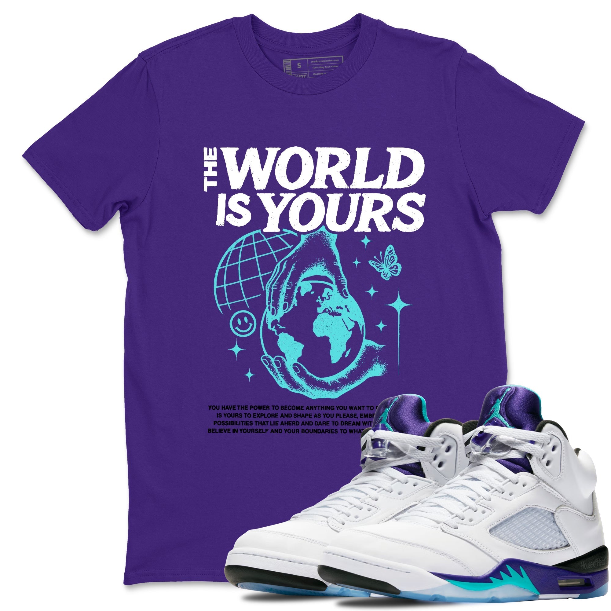 The World Is Yours snkmatch Tees - Air Jordan 5 Grape