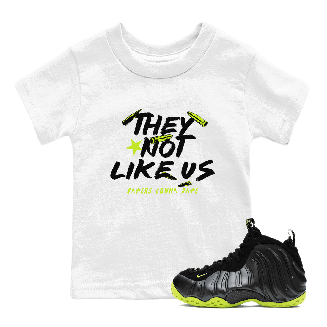 They Not Like Us snkmatch Tees Kids - Air Foamposite One Black Volt