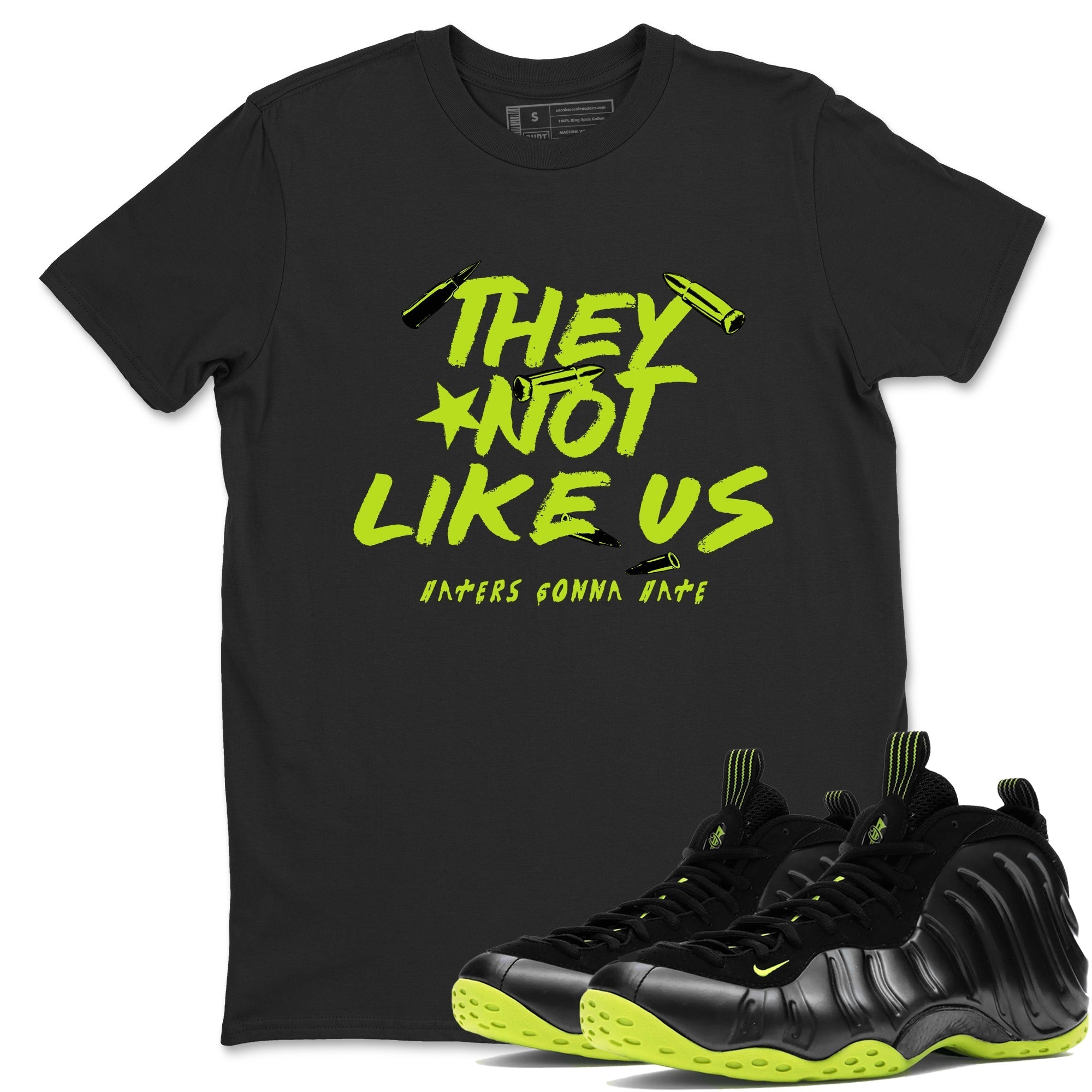 They Not Like Us snkmatch Tees - Air Foamposite One Black Volt