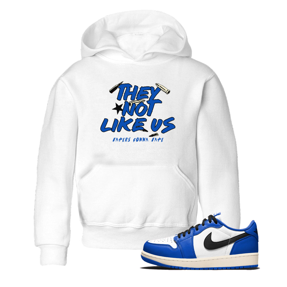 They Not Like Us snkmatch Tees Kids - Air Jordan 1 Game Royal