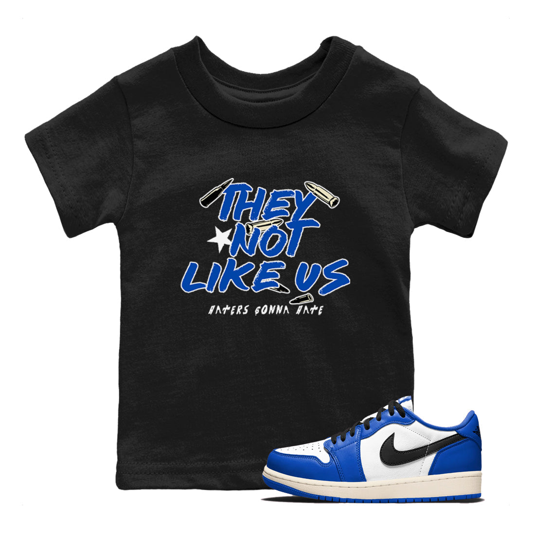 They Not Like Us snkmatch Tees Kids - Air Jordan 1 Game Royal