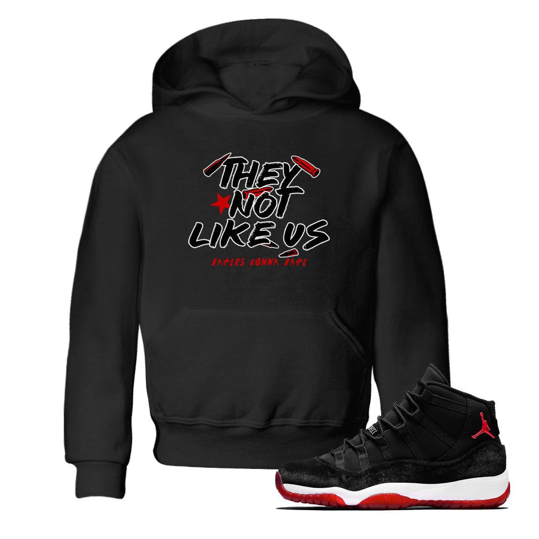 They Not Like Us snkmatch Tees Kids - Air Jordan 11 Bred Velvet