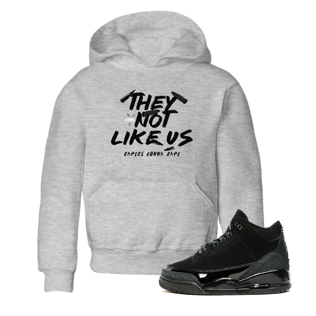 They Not Like Us snkmatch Tees Kids - Air Jordan 3 Black Cat