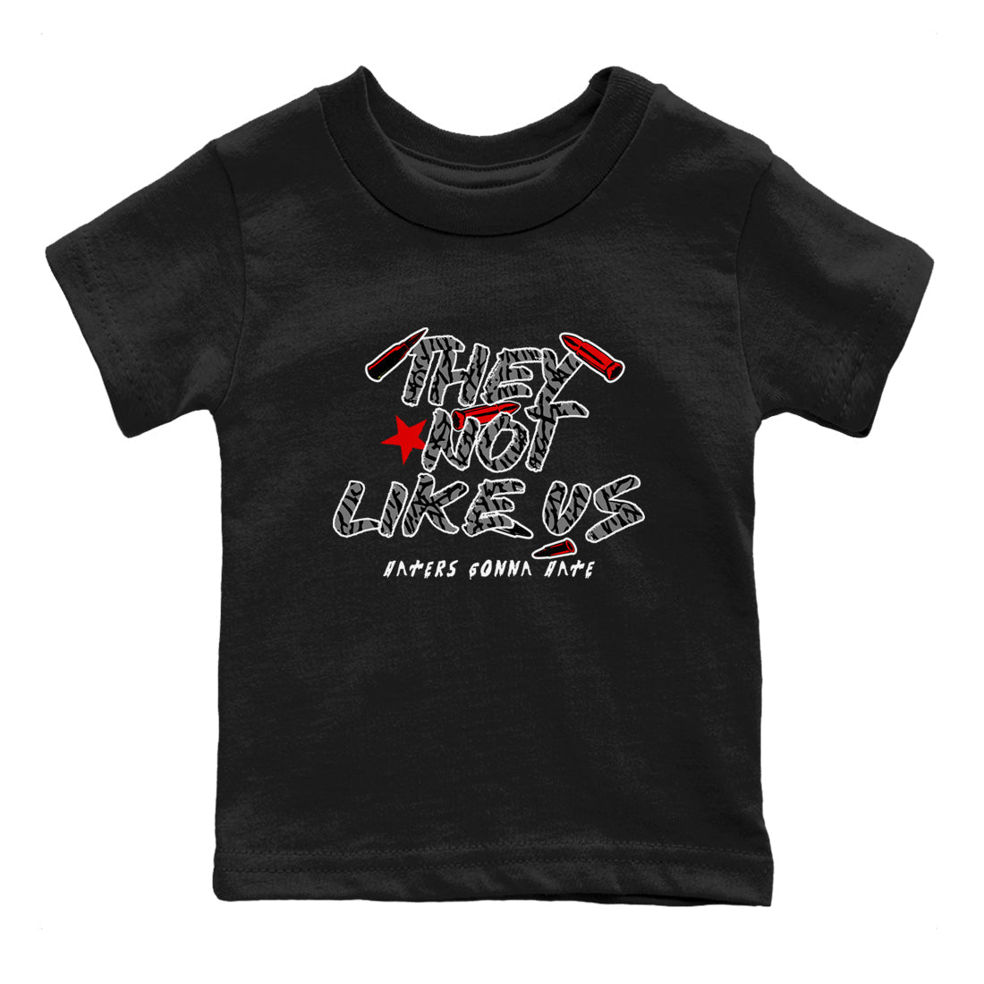 They Not Like Us snkmatch Tees Kids - Air Jordan 3 Black Cement
