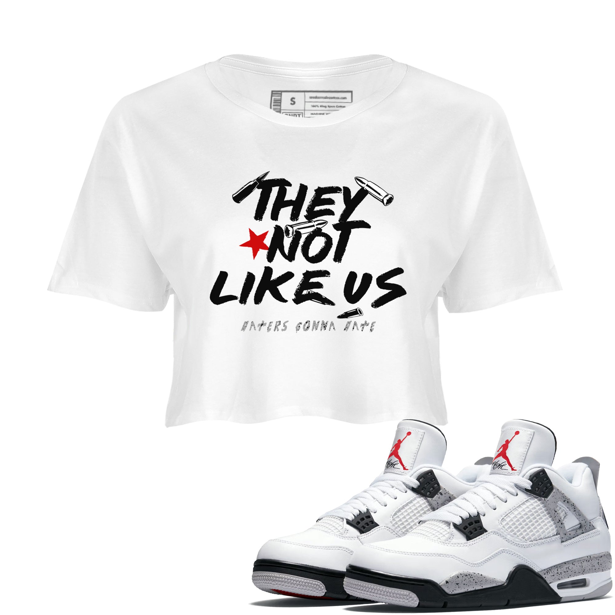 They Not Like Us snkmatch Women's Top - Air Jordan 4 White Cement