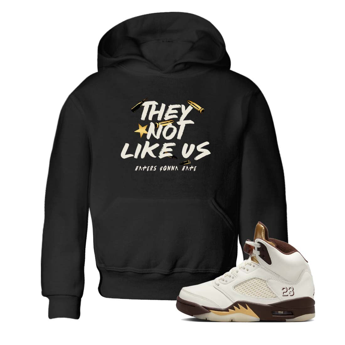 They Not Like Us snkmatch Tees Kids - Air Jordan 5 Golden Ticket