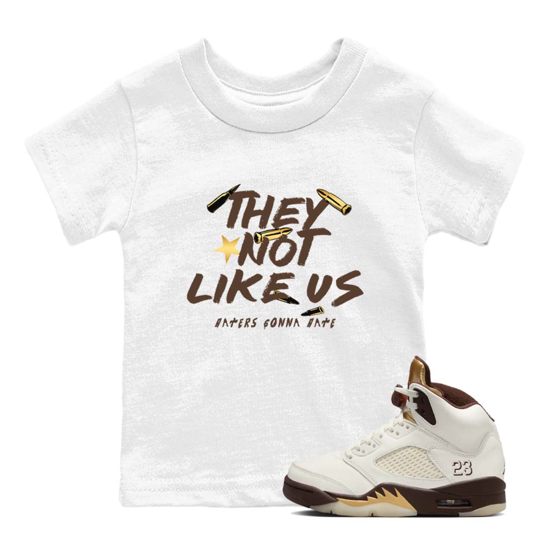They Not Like Us snkmatch Tees Kids - Air Jordan 5 Golden Ticket