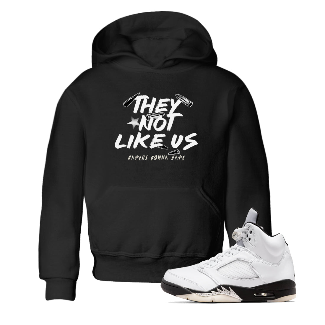 They Not Like Us snkmatch Tees Kids - Air Jordan 5 White Black