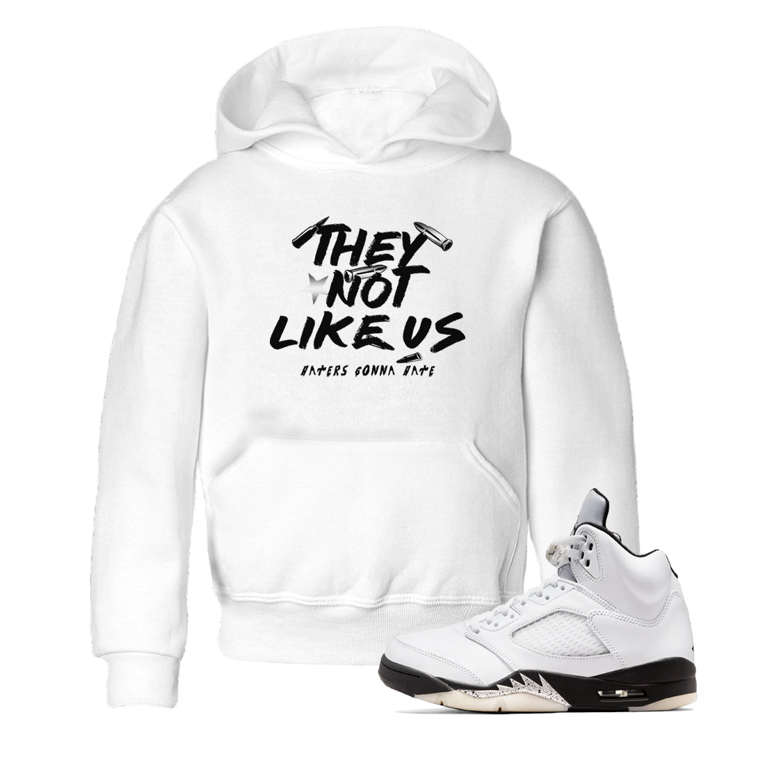 They Not Like Us snkmatch Tees Kids - Air Jordan 5 White Black