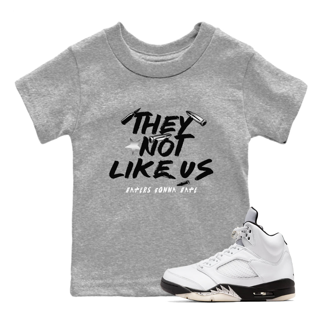 They Not Like Us snkmatch Tees Kids - Air Jordan 5 White Black
